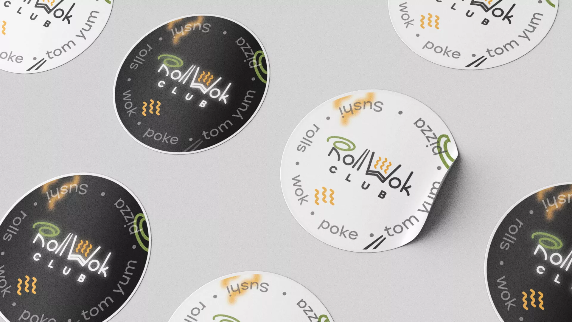 Разработка наклеек для суши-бара «Roll Wok Club» в Рыльске